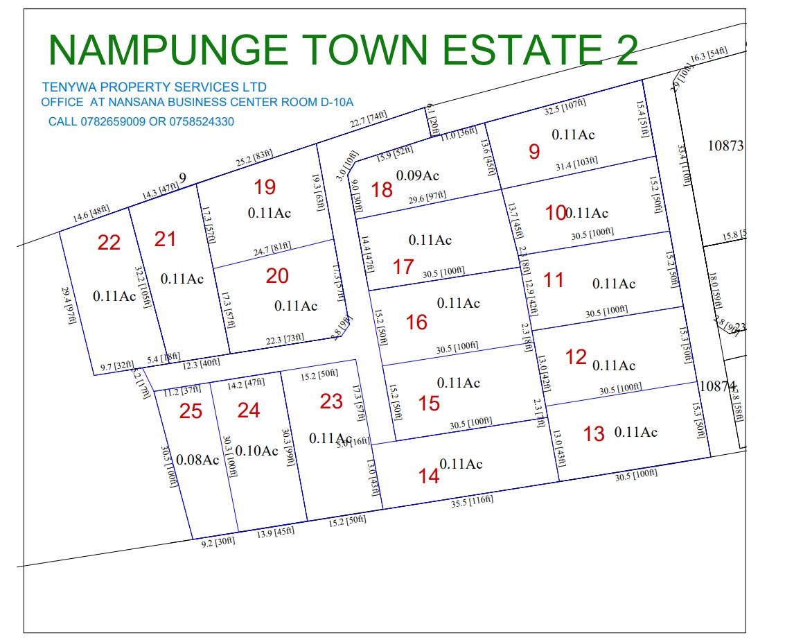 Site map for 100×50 ft plot — Nampunge Town (Titled)